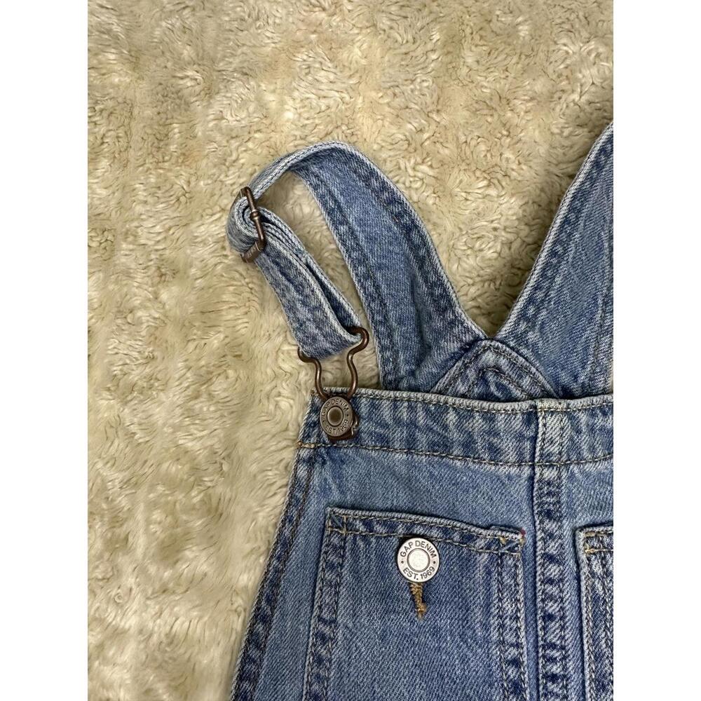 GAP Kids distressed denim cuffed short overalls/shortalls Size Large (10-11) - Picture 9 of 11